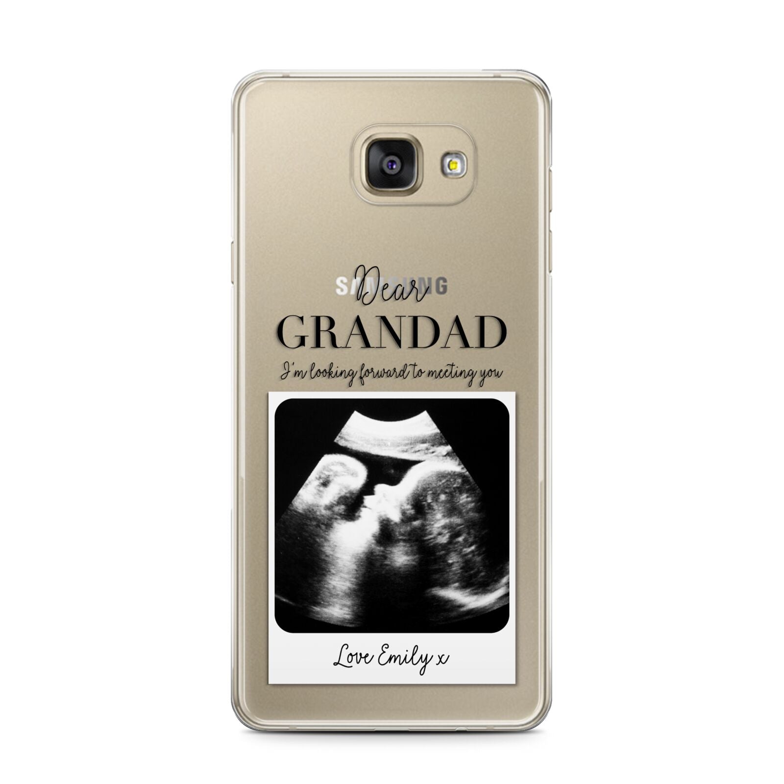 Personalised Baby Scan Photo Upload Samsung Galaxy A7 2016 Case on gold phone