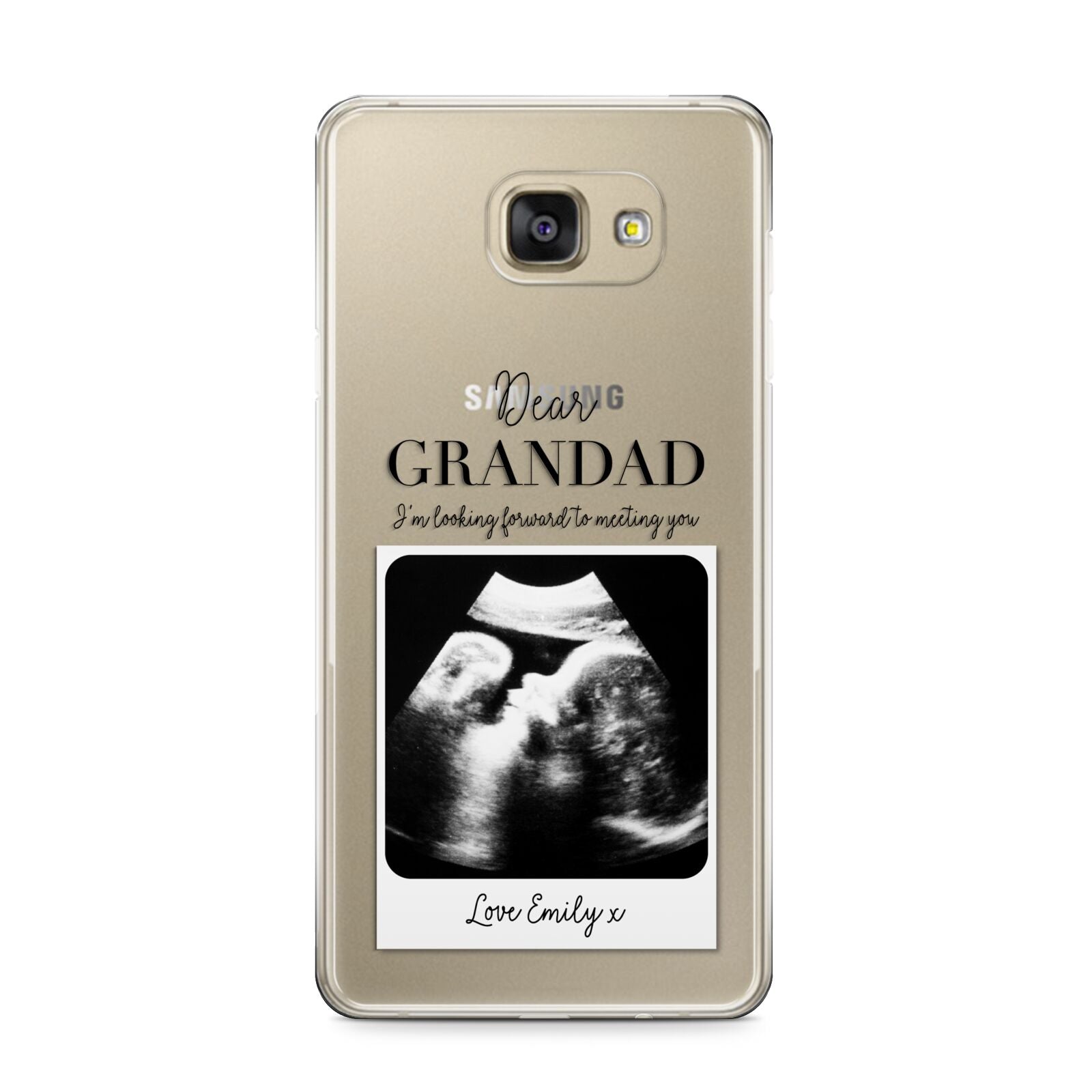 Personalised Baby Scan Photo Upload Samsung Galaxy A9 2016 Case on gold phone