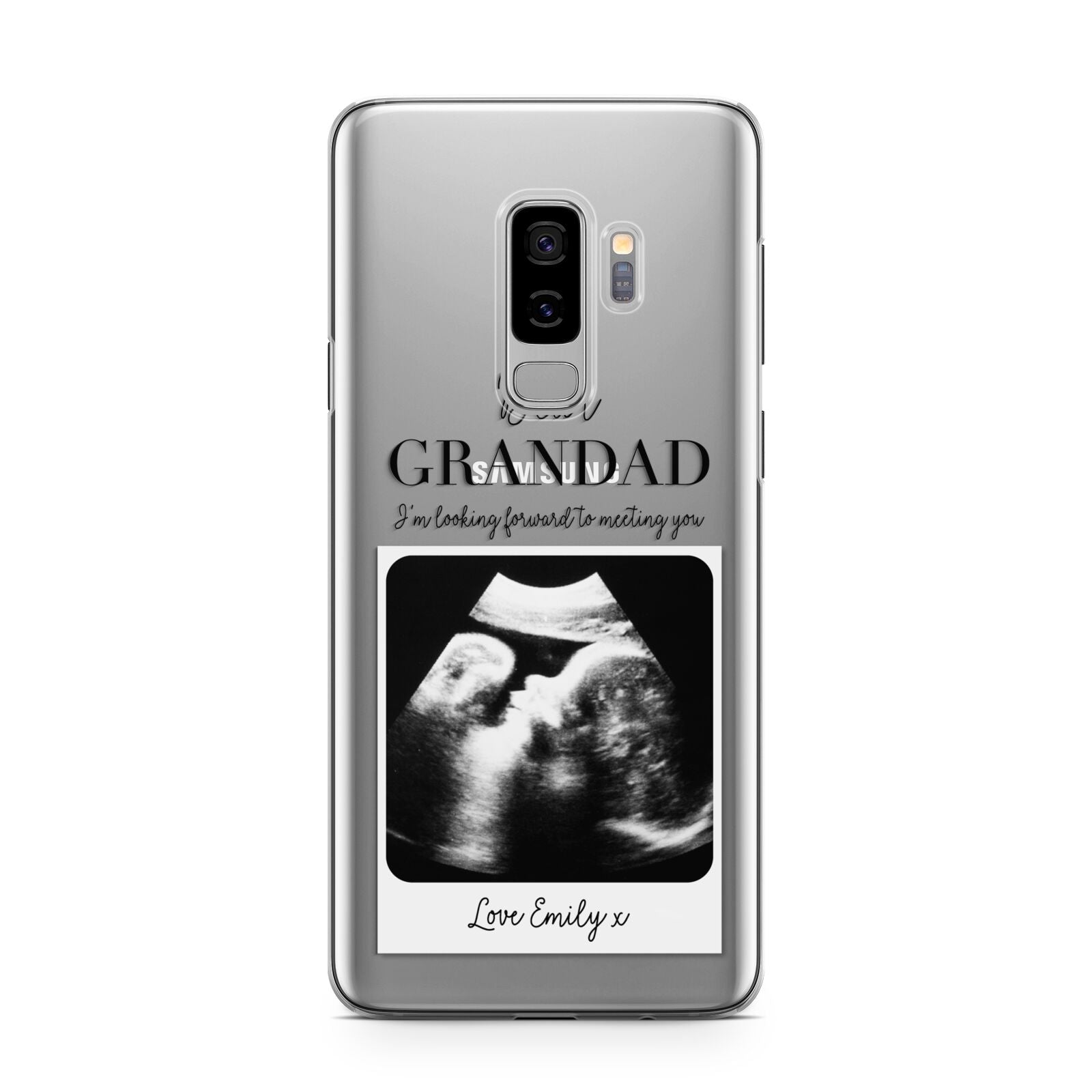 Personalised Baby Scan Photo Upload Samsung Galaxy S9 Plus Case on Silver phone