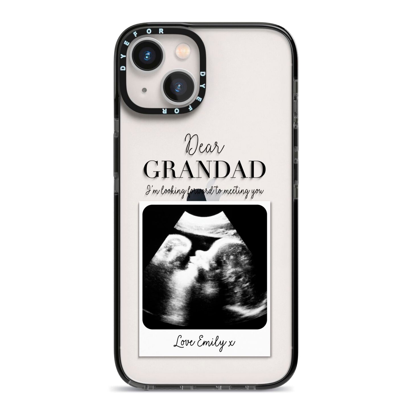 Personalised Baby Scan Photo Upload iPhone 13 Black Impact Case on Silver phone