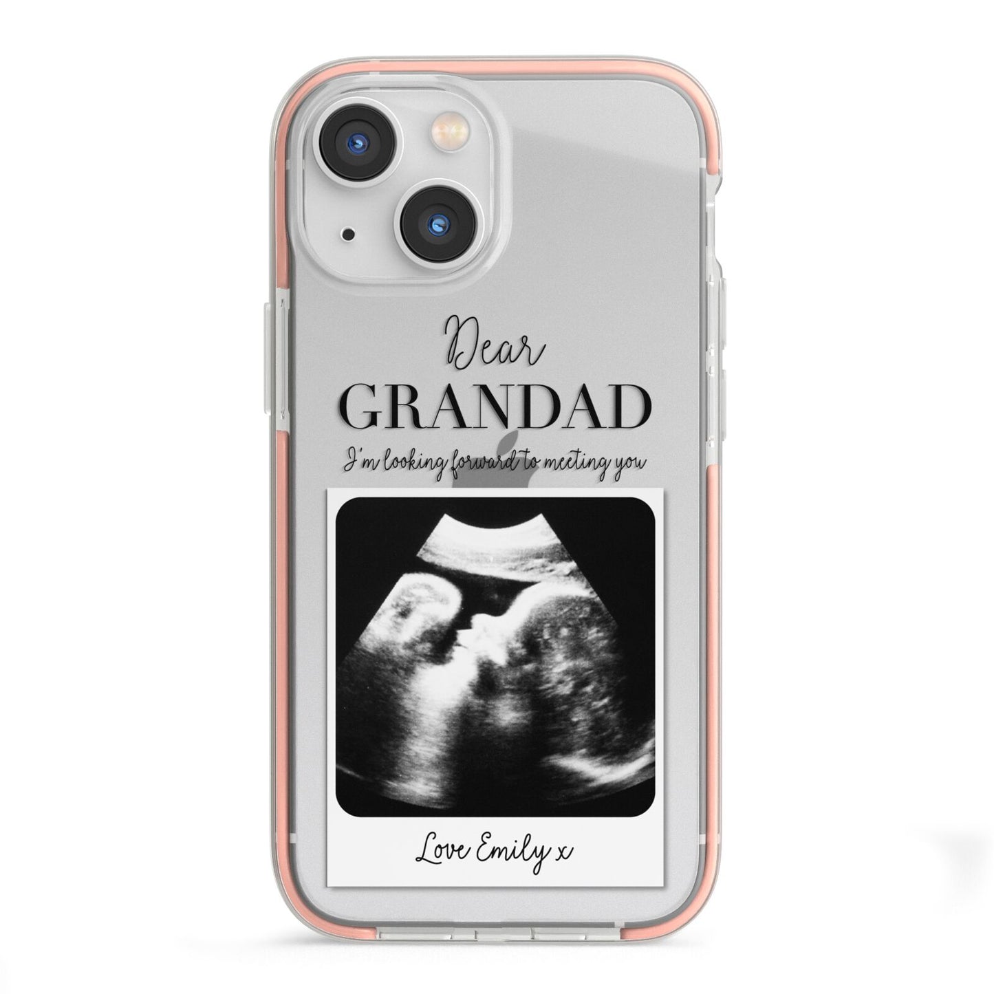 Personalised Baby Scan Photo Upload iPhone 13 Mini TPU Impact Case with Pink Edges