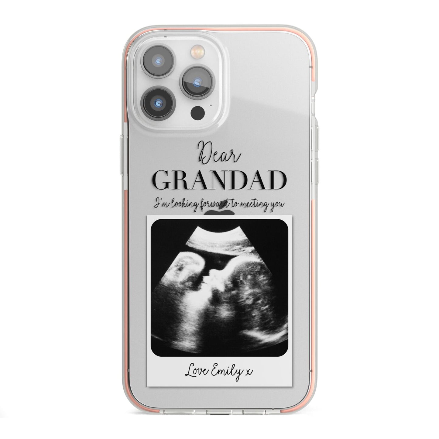 Personalised Baby Scan Photo Upload iPhone 13 Pro Max TPU Impact Case with Pink Edges