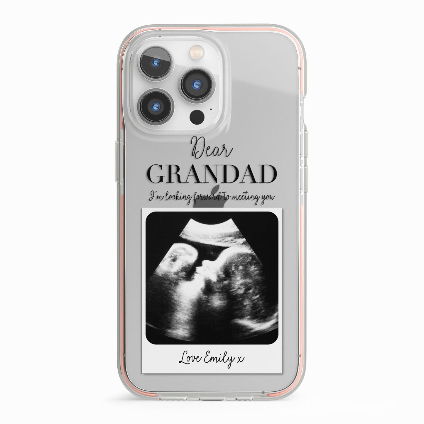 Personalised Baby Scan Photo Upload iPhone 13 Pro TPU Impact Case with Pink Edges