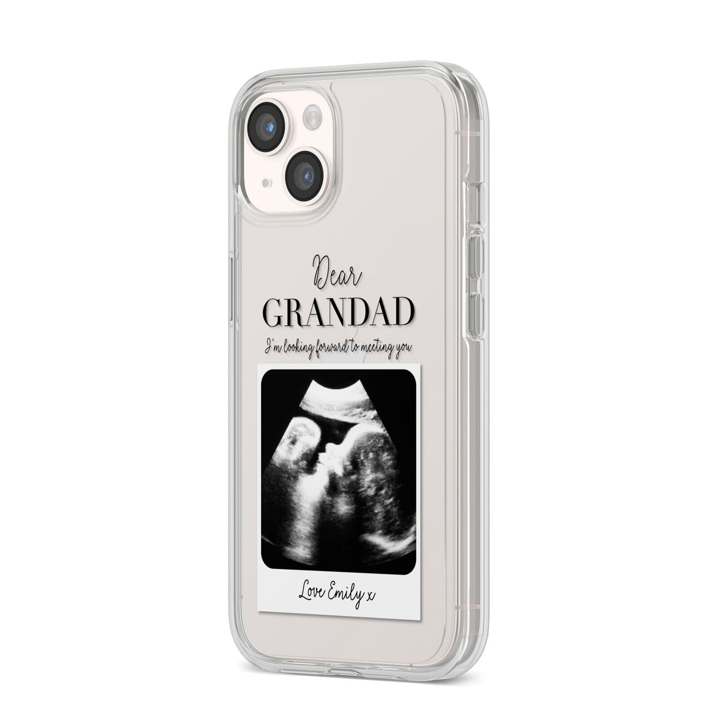 Personalised Baby Scan Photo Upload iPhone 14 Clear Tough Case Starlight Angled Image