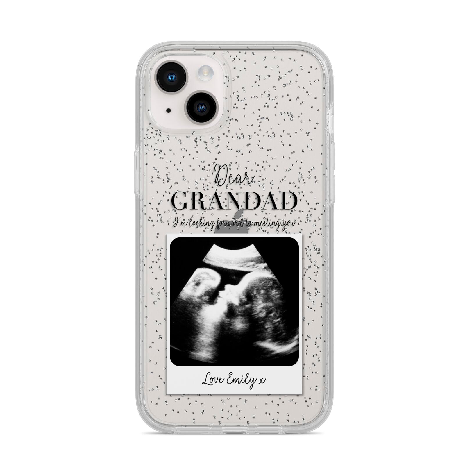 Personalised Baby Scan Photo Upload iPhone 14 Plus Glitter Tough Case Starlight