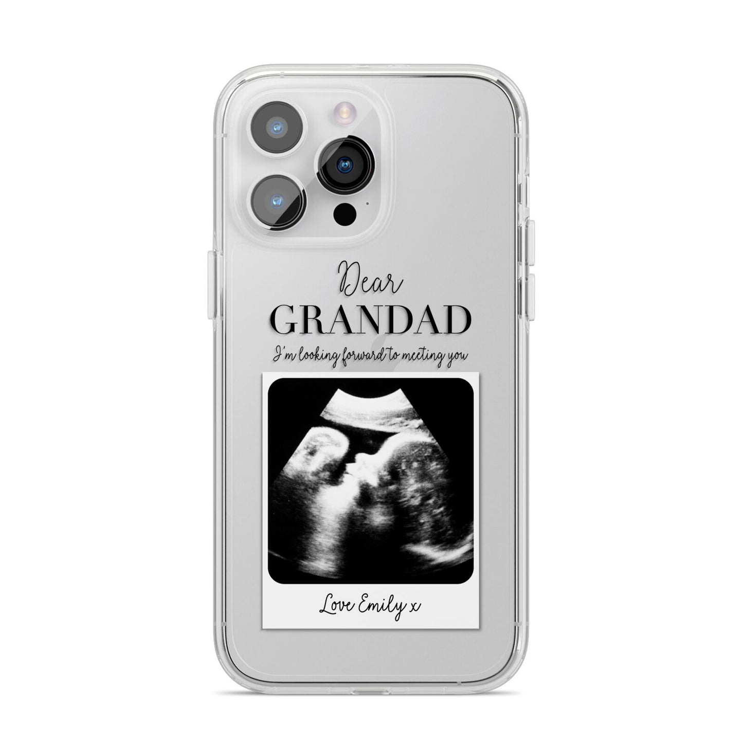 Personalised Baby Scan Photo Upload iPhone 14 Pro Max Clear Tough Case Silver