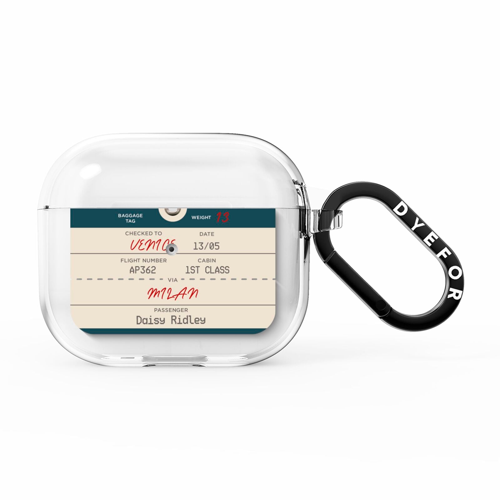 Personalised Baggage Tag AirPods Clear Case 3rd Gen