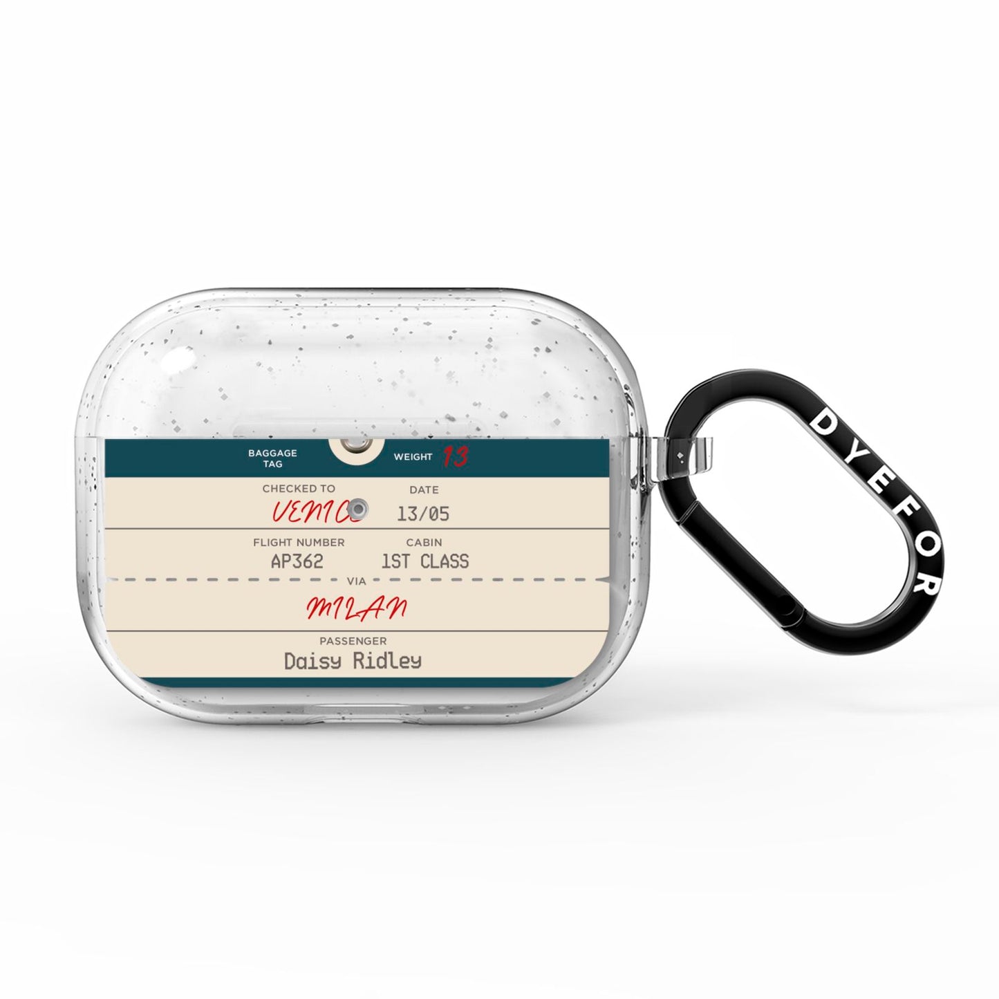 Personalised Baggage Tag AirPods Pro Glitter Case