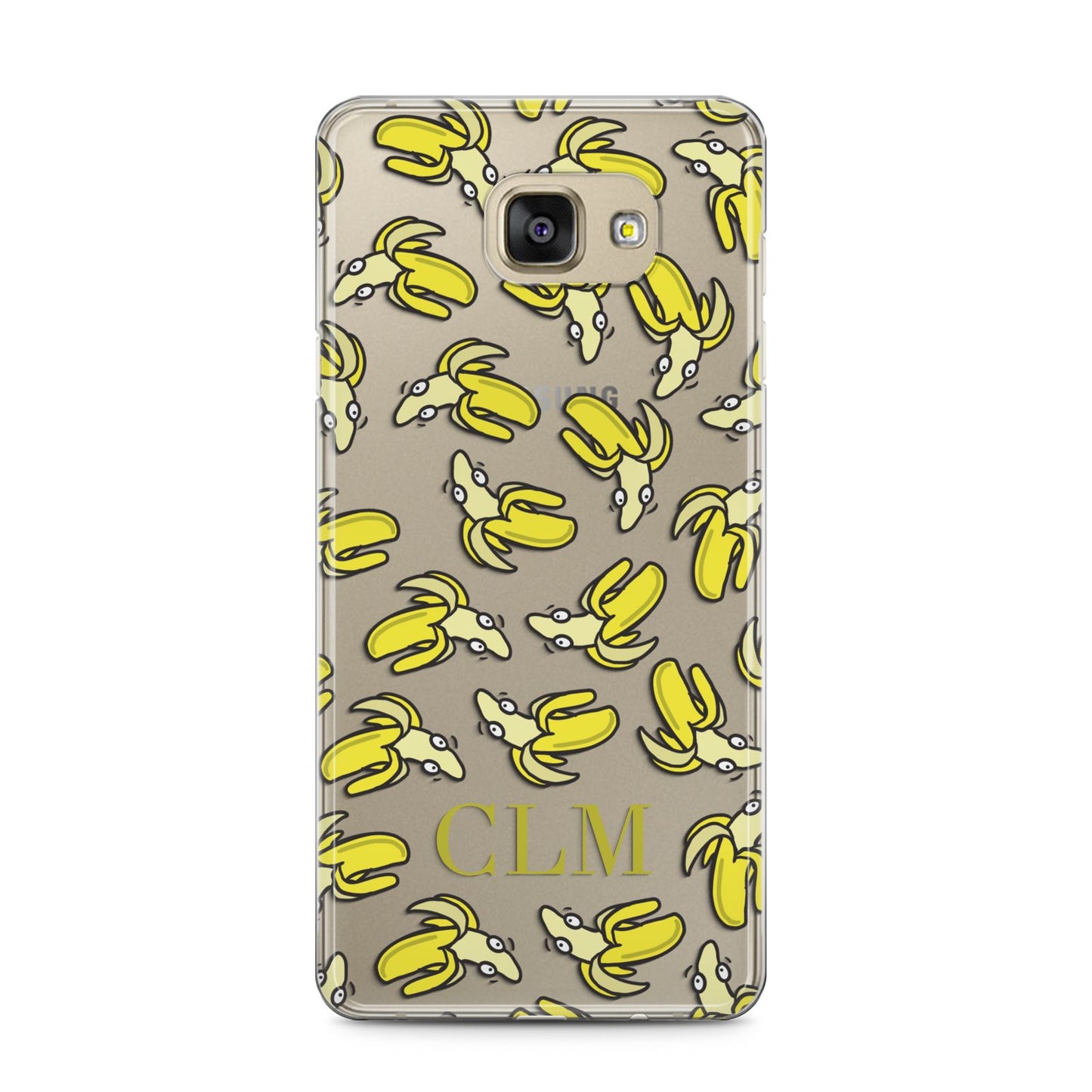 Personalised Banana Initials Clear Samsung Galaxy A5 2016 Case on gold phone