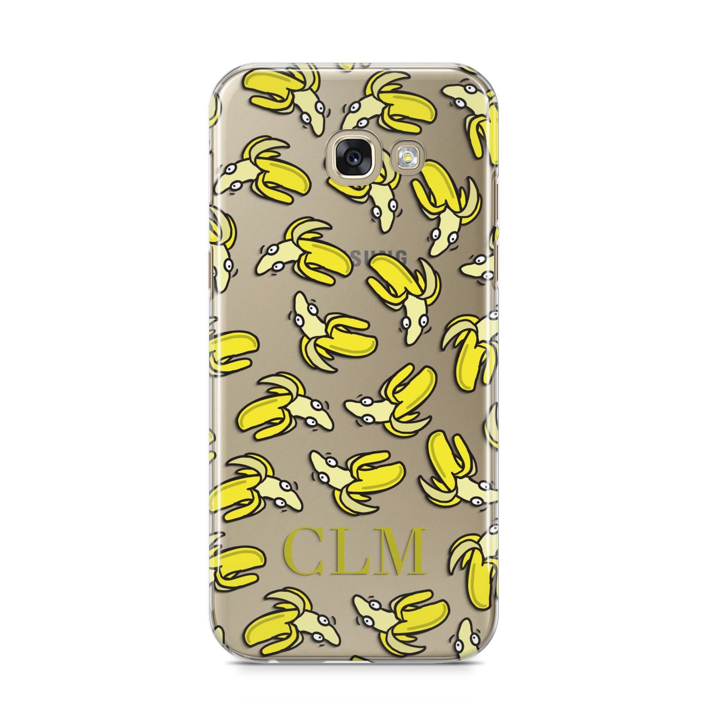 Personalised Banana Initials Clear Samsung Galaxy A5 2017 Case on gold phone