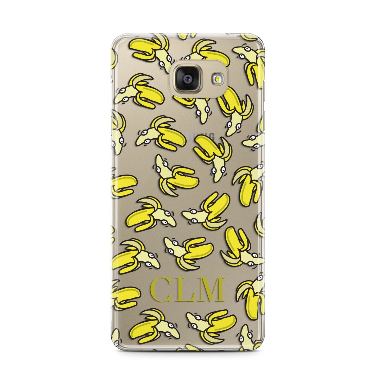 Personalised Banana Initials Clear Samsung Galaxy A7 2016 Case on gold phone