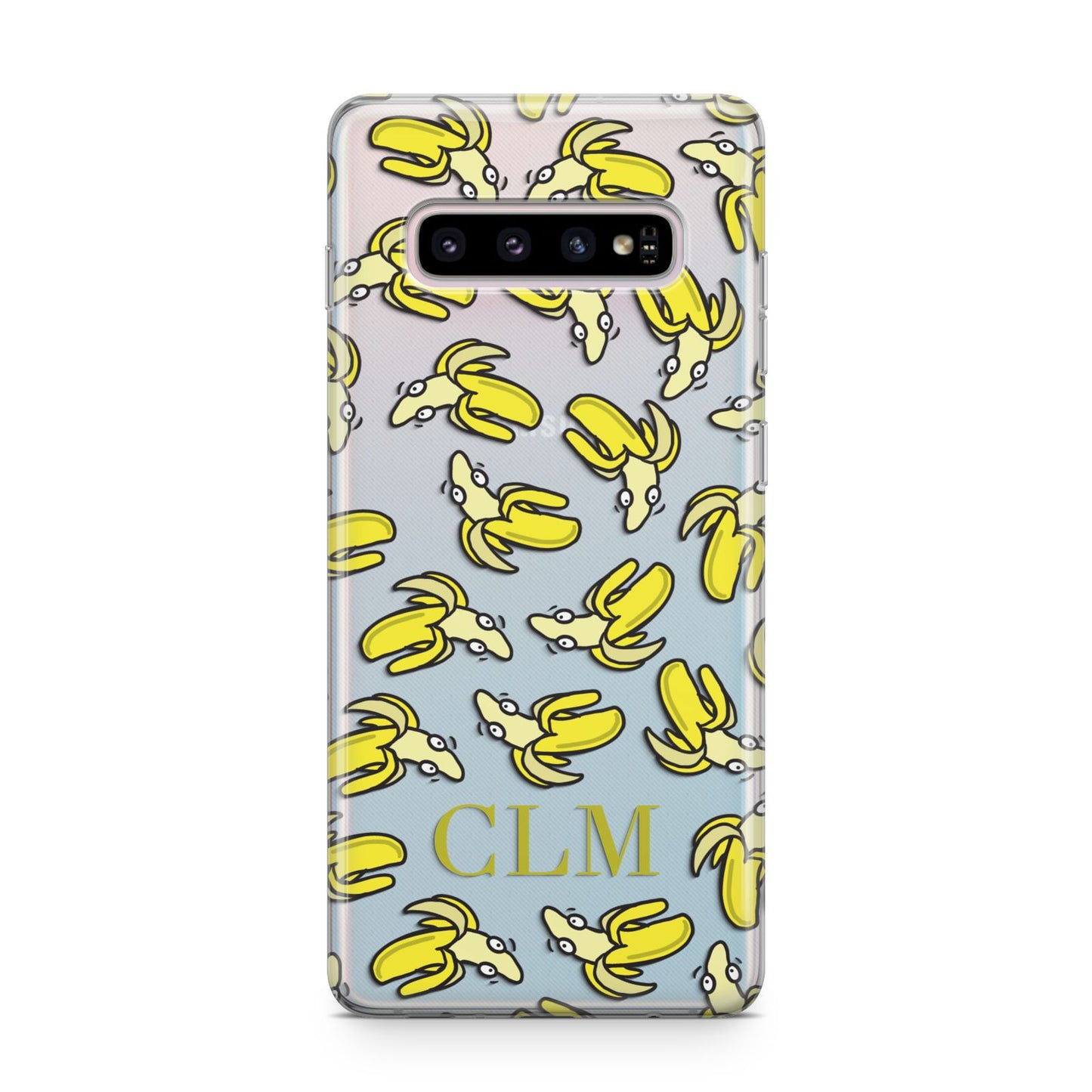 Personalised Banana Initials Clear Samsung Galaxy S10 Plus Case