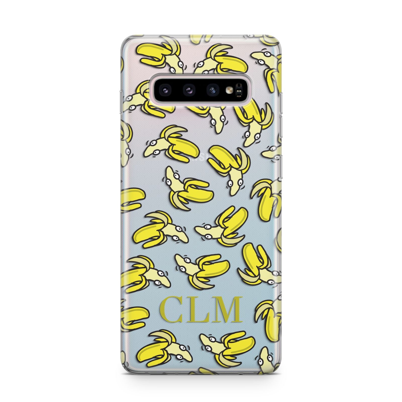 Personalised Banana Initials Clear Samsung Galaxy S10 Plus Case