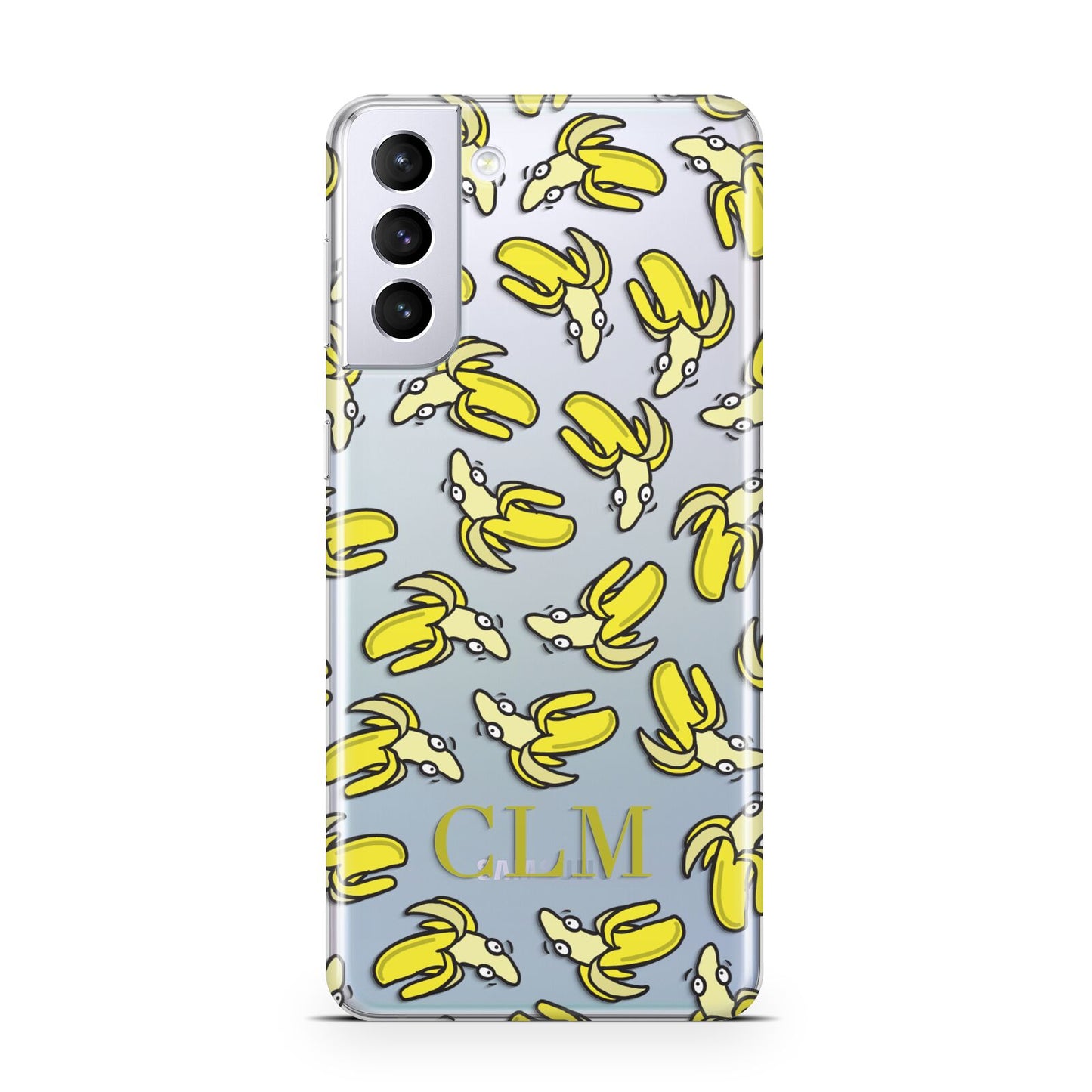 Personalised Banana Initials Clear Samsung S21 Plus Phone Case