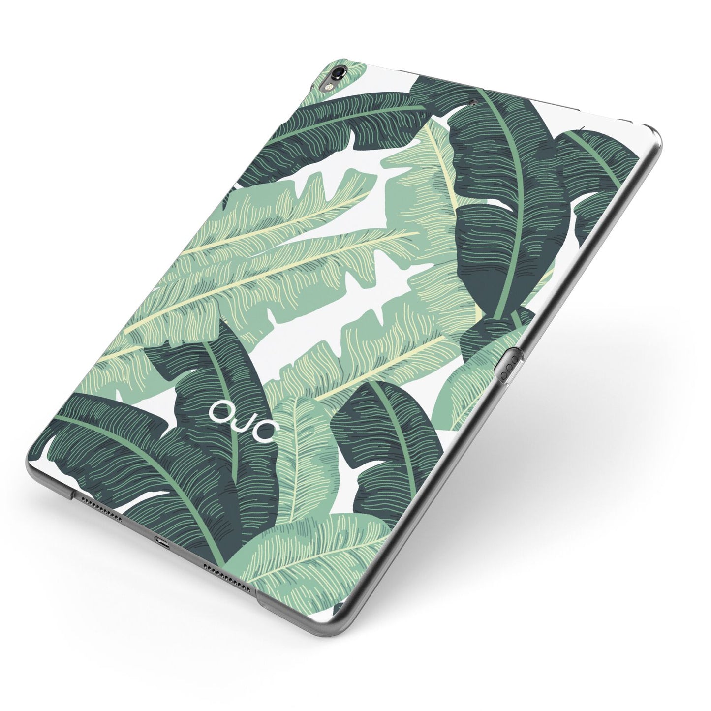 Personalised Banana Leaves Apple iPad Case on Grey iPad Side View