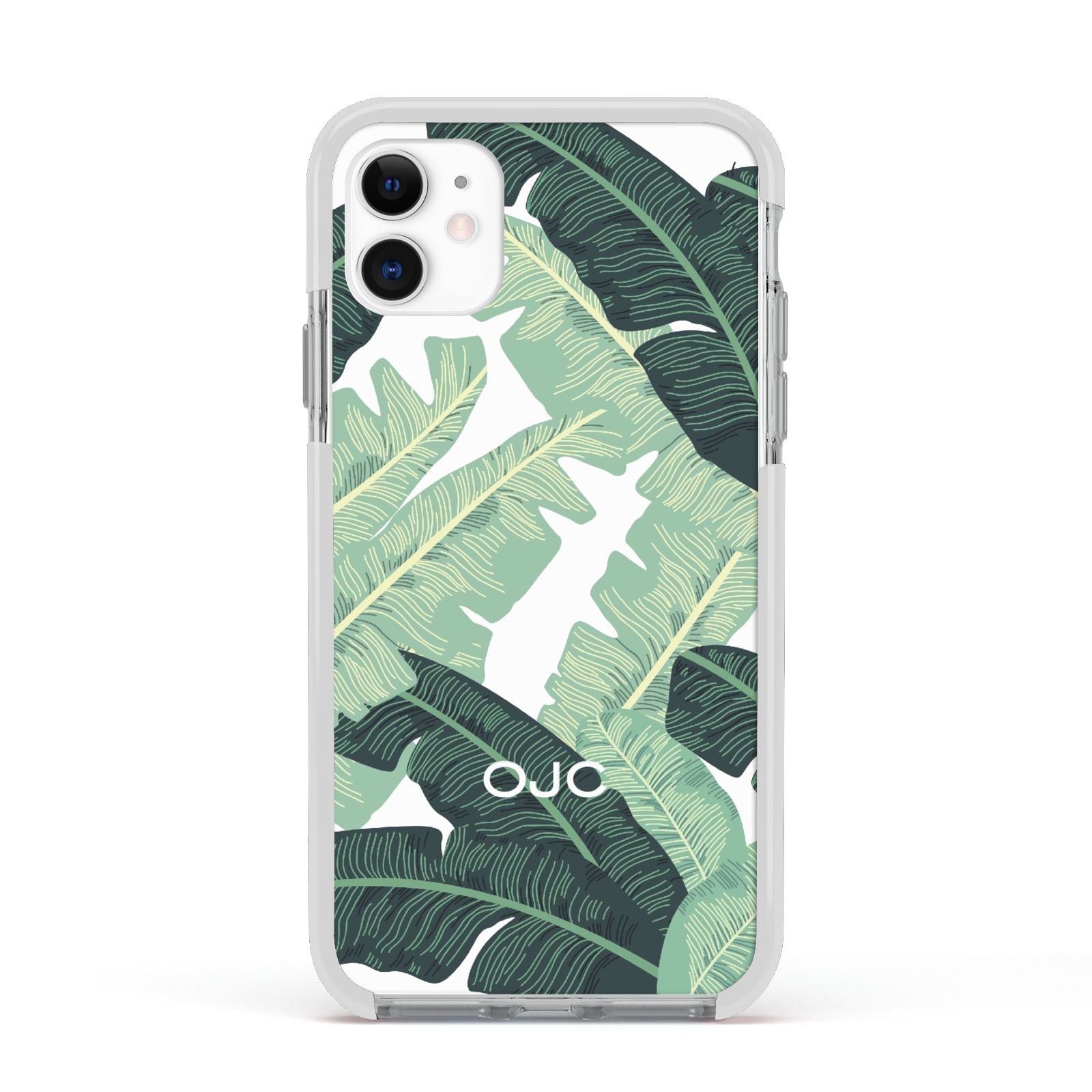 Personalised Banana Leaves Apple iPhone 11 in White with White Impact Case