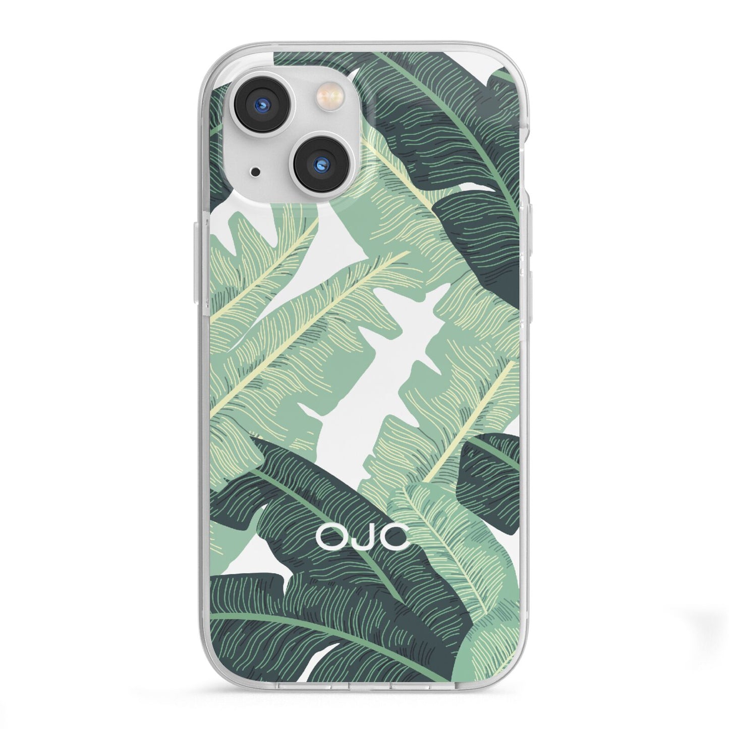 Personalised Banana Leaves iPhone 13 Mini TPU Impact Case with White Edges