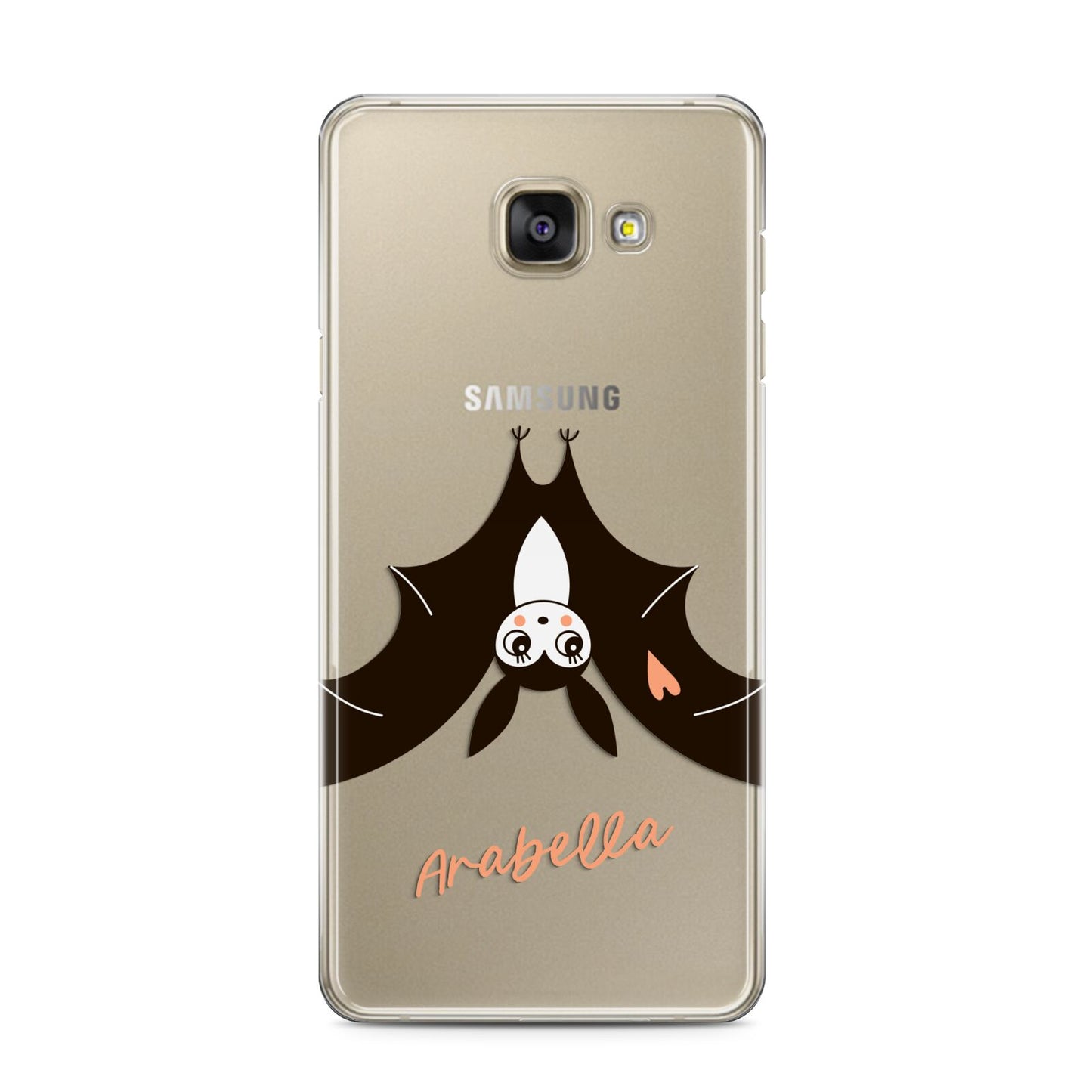 Personalised Bat With Name Samsung Galaxy A3 2016 Case on gold phone