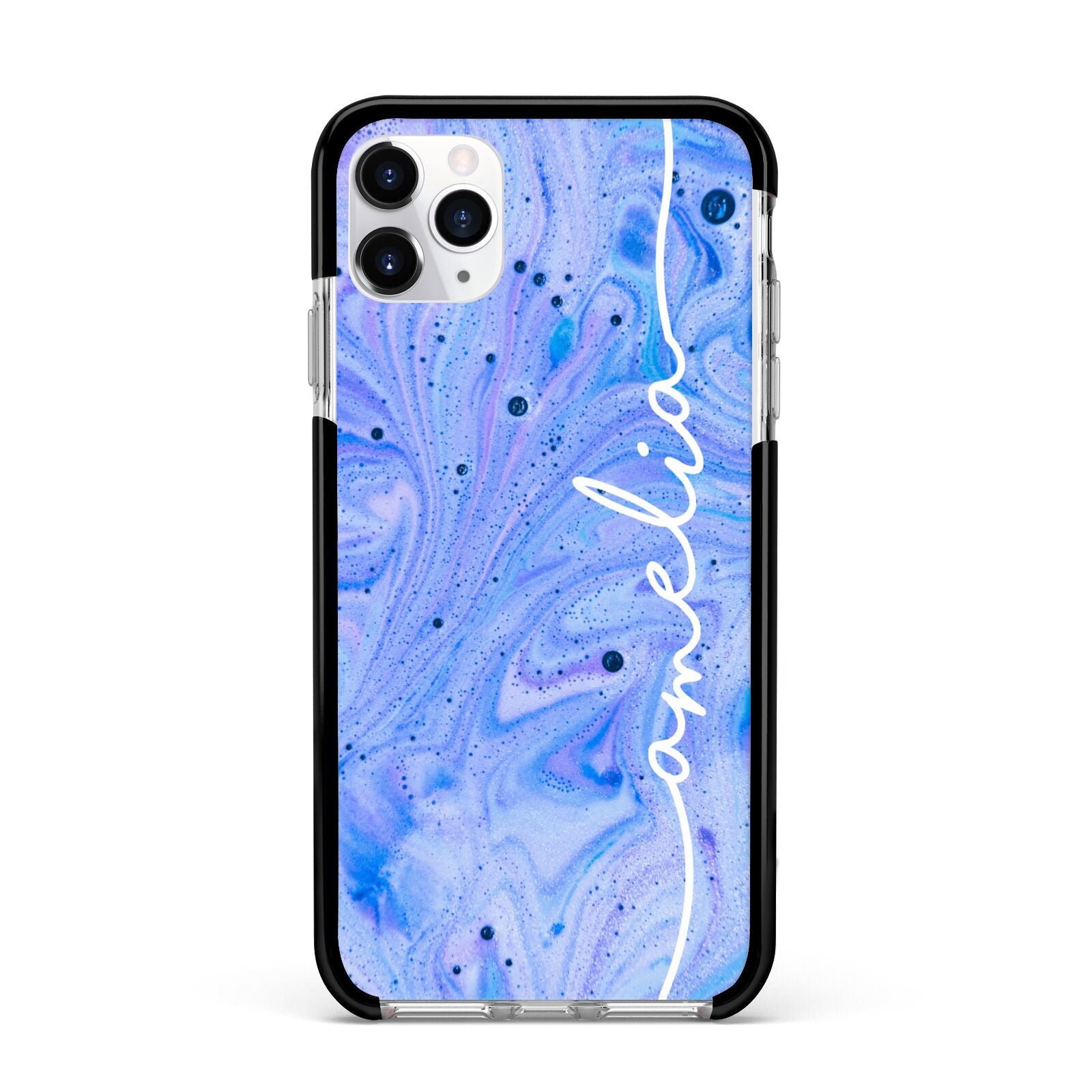 Personalised Bath Bomb Apple iPhone 11 Pro Max in Silver with Black Impact Case