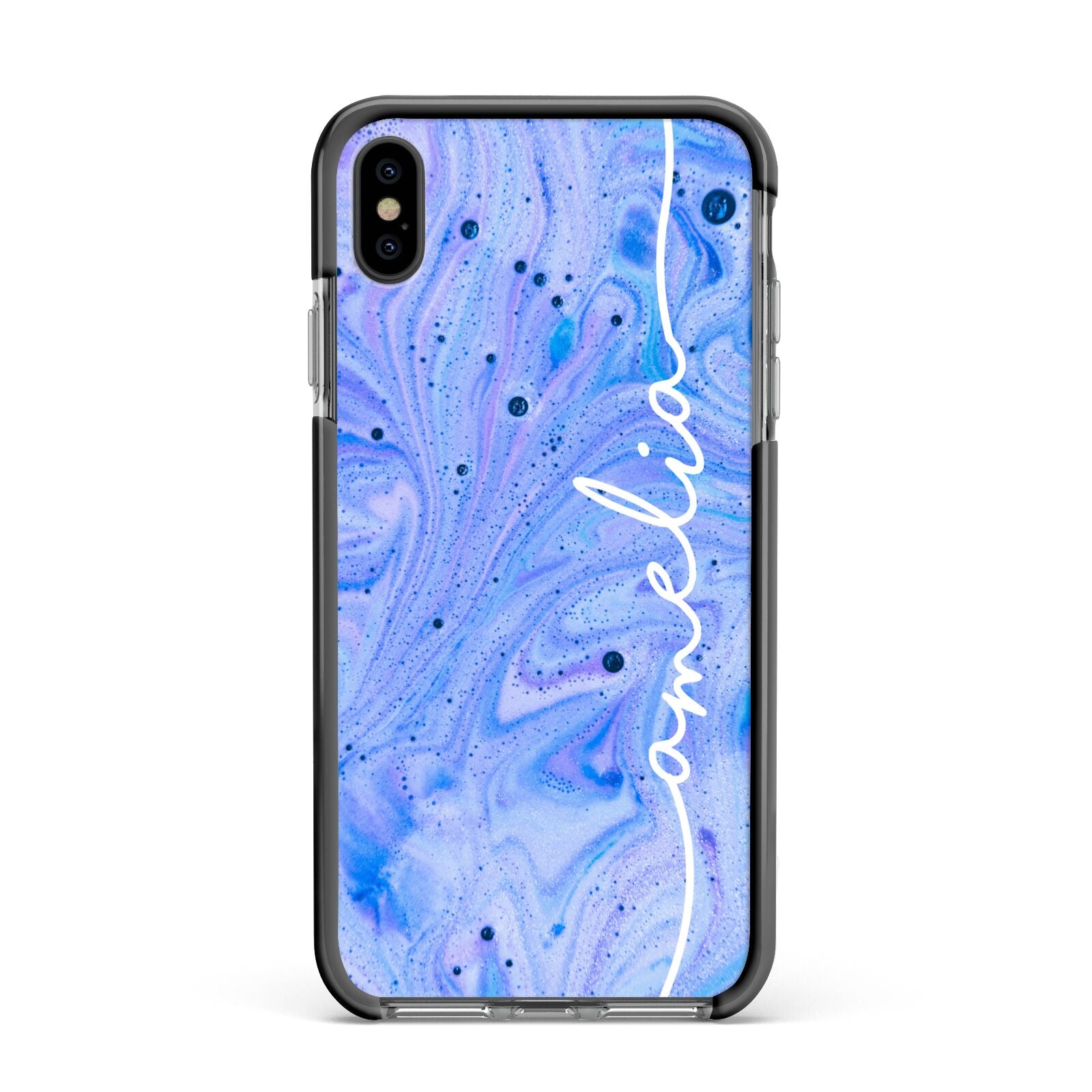 Personalised Bath Bomb Apple iPhone Xs Max Impact Case Black Edge on Black Phone