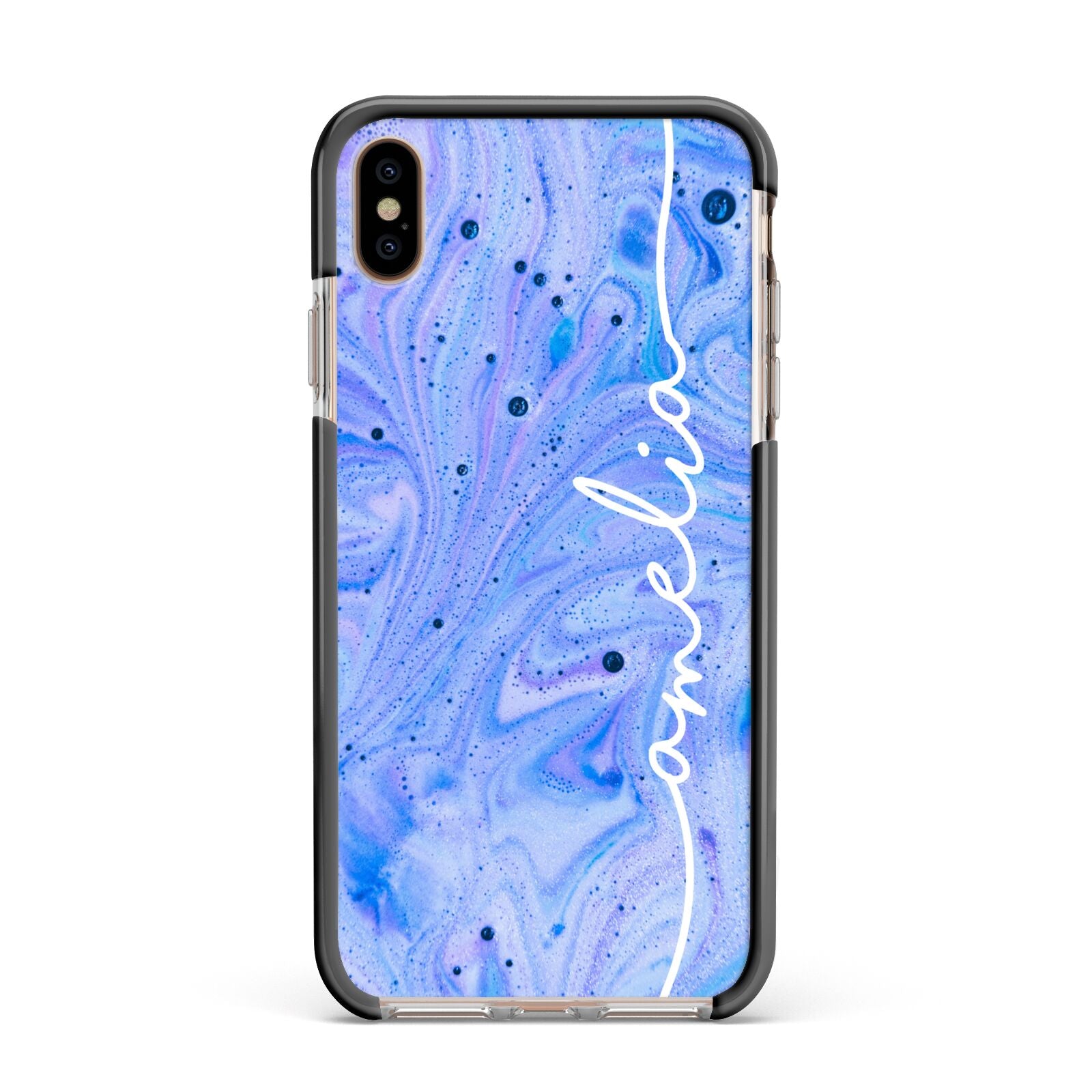 Personalised Bath Bomb Apple iPhone Xs Max Impact Case Black Edge on Gold Phone