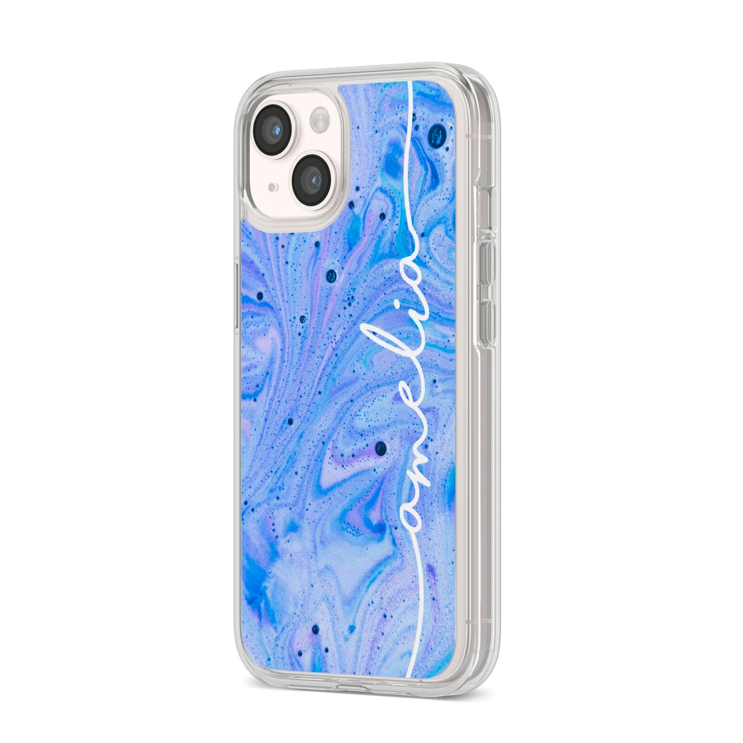 Personalised Bath Bomb iPhone 14 Clear Tough Case Starlight Angled Image