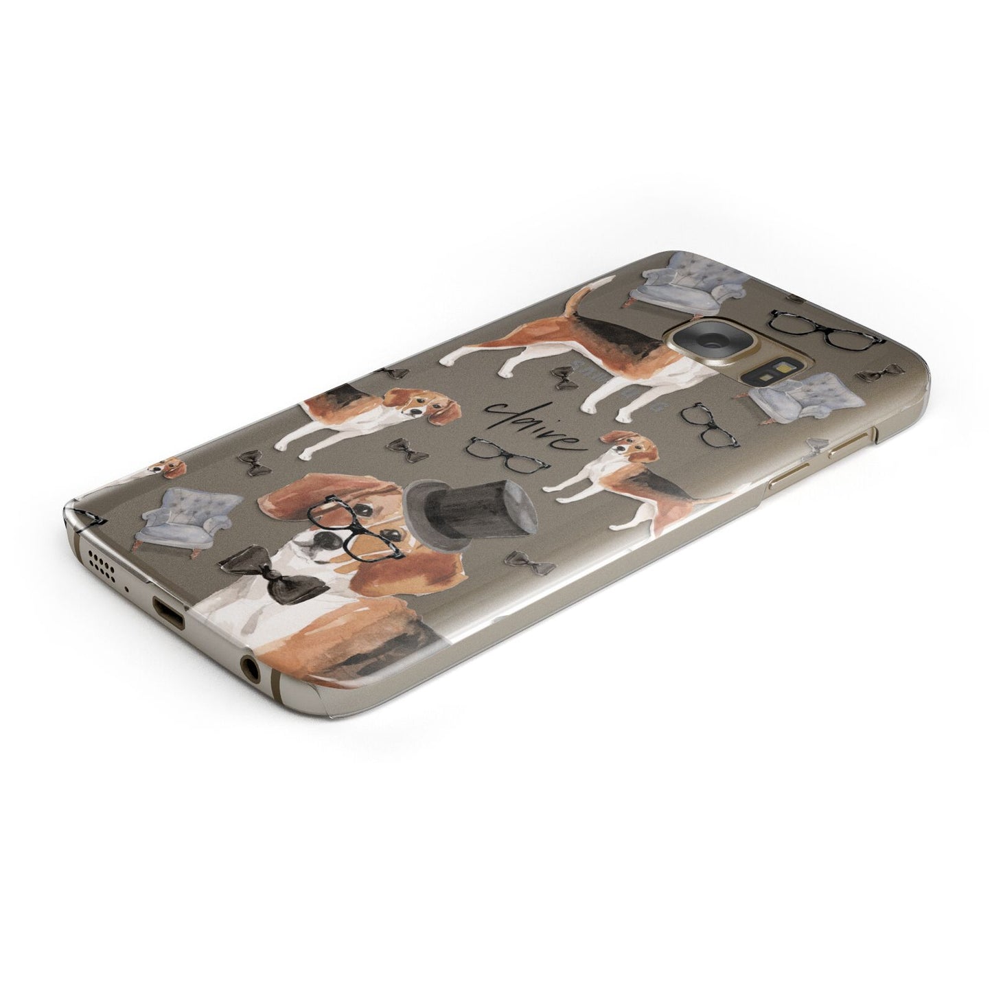 Personalised Beagle Dog Protective Samsung Galaxy Case Angled Image