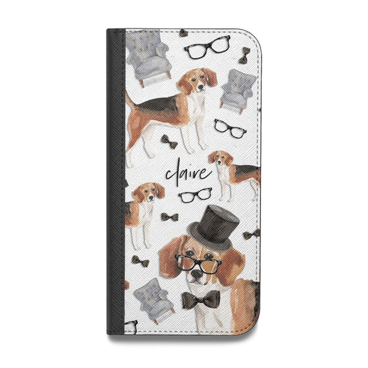 Personalised Beagle Dog Vegan Leather Flip Samsung Case