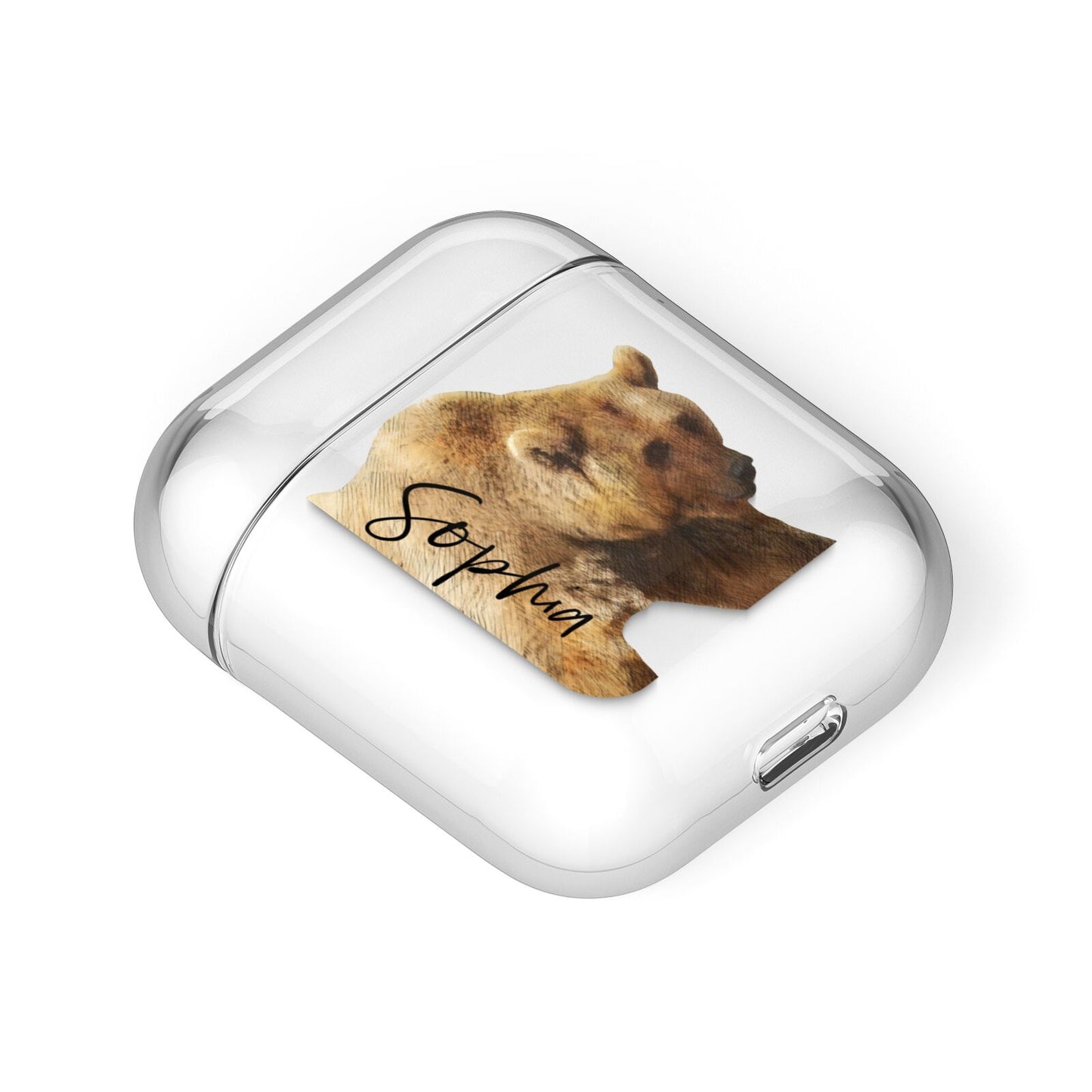 Personalised Bear AirPods Case Laid Flat