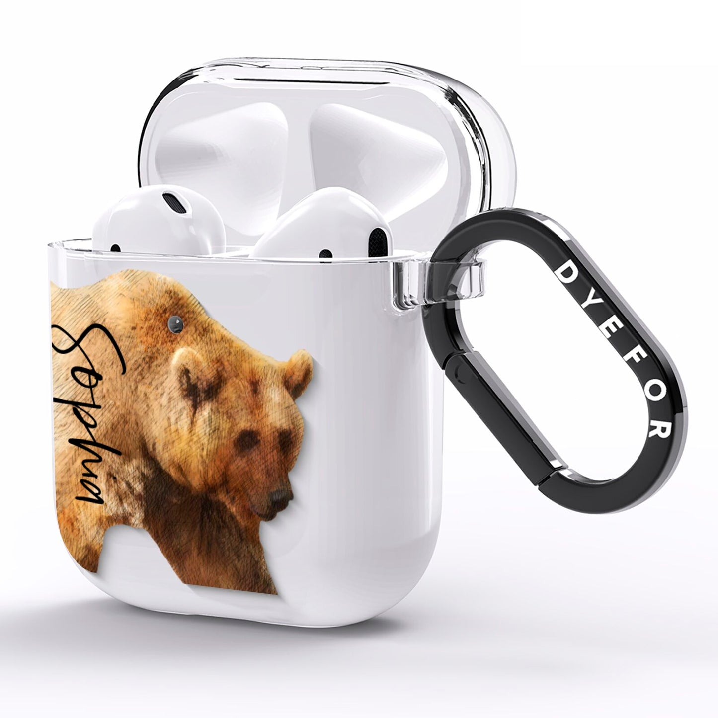 Personalised Bear AirPods Clear Case Side Image