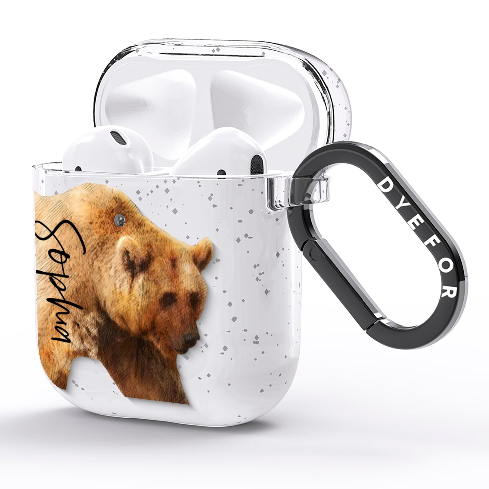 Personalised Bear AirPods Glitter Case Side Image