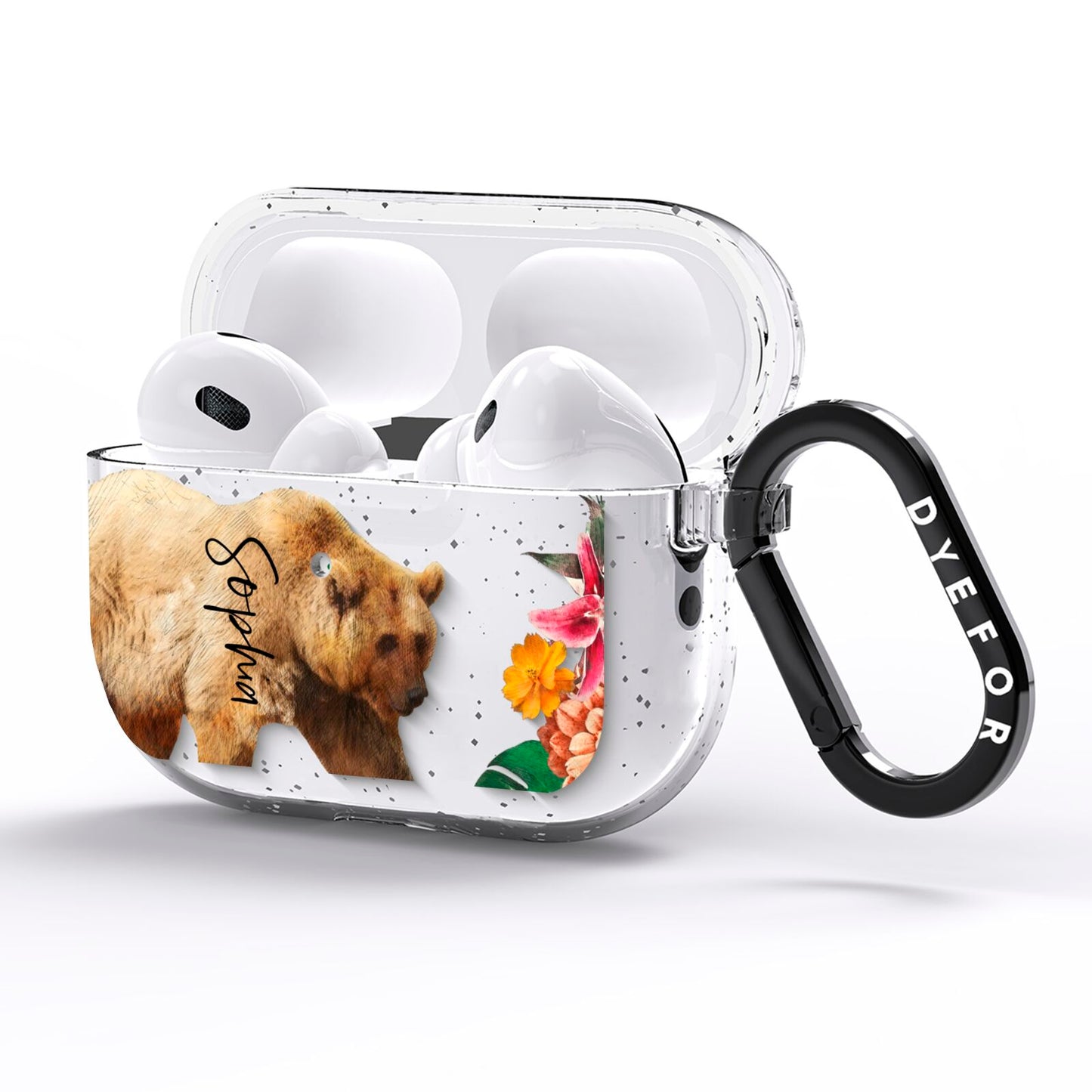 Personalised Bear AirPods Pro Glitter Case Side Image