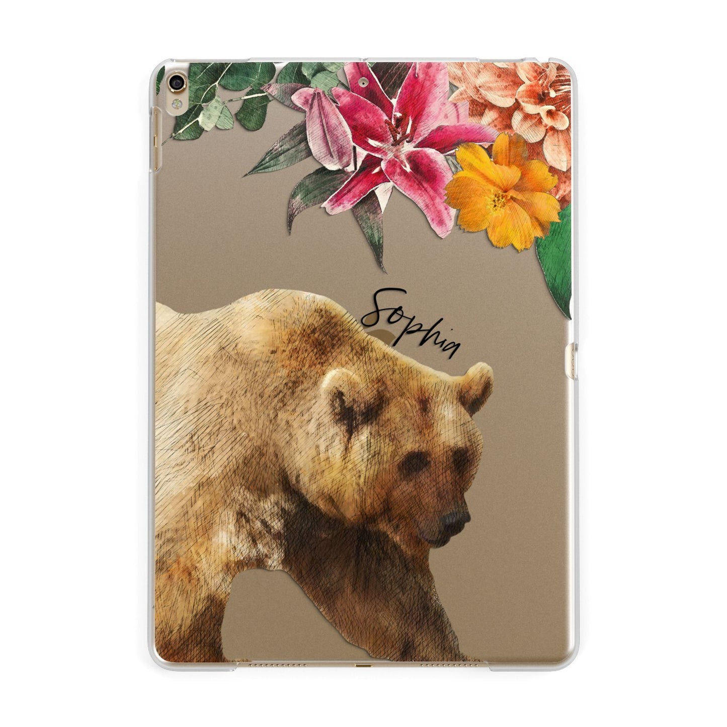 Personalised Bear Apple iPad Gold Case