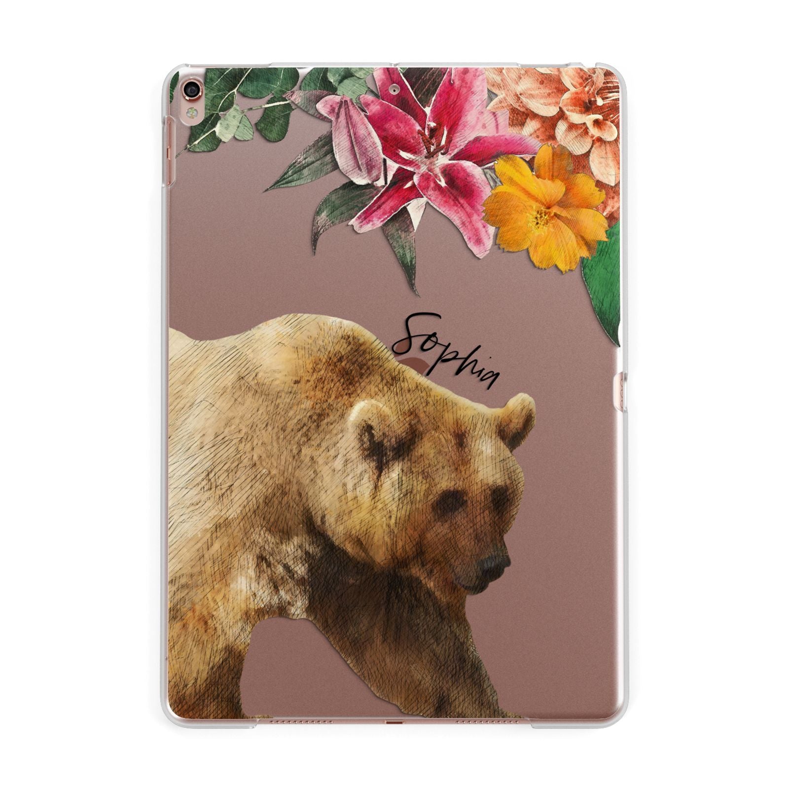 Personalised Bear Apple iPad Rose Gold Case