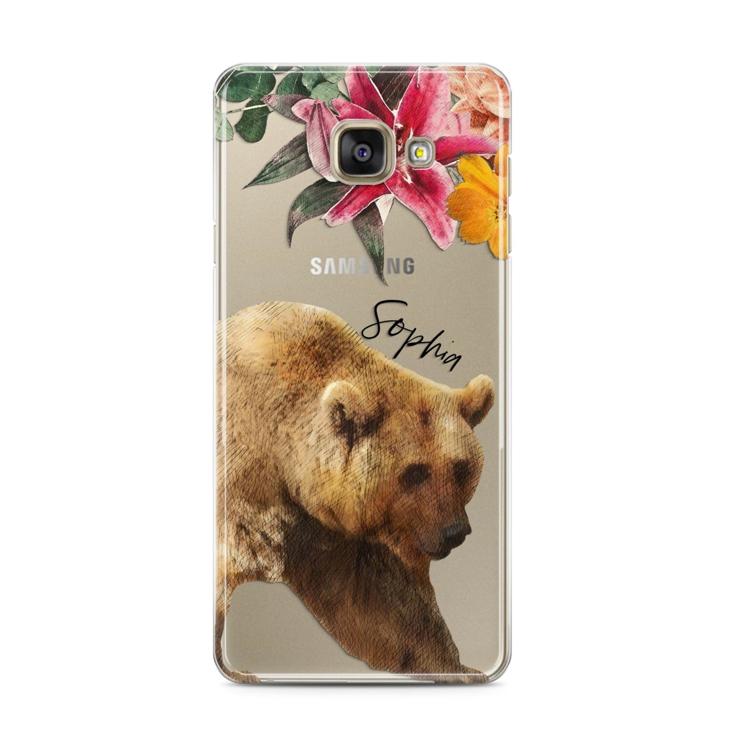 Personalised Bear Samsung Galaxy A3 2016 Case on gold phone