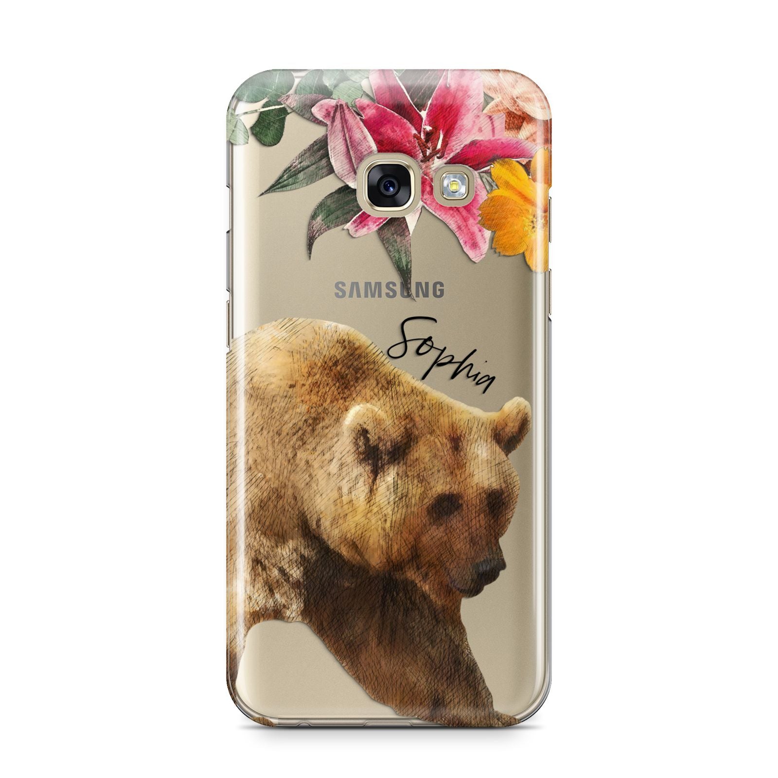 Personalised Bear Samsung Galaxy A3 2017 Case on gold phone