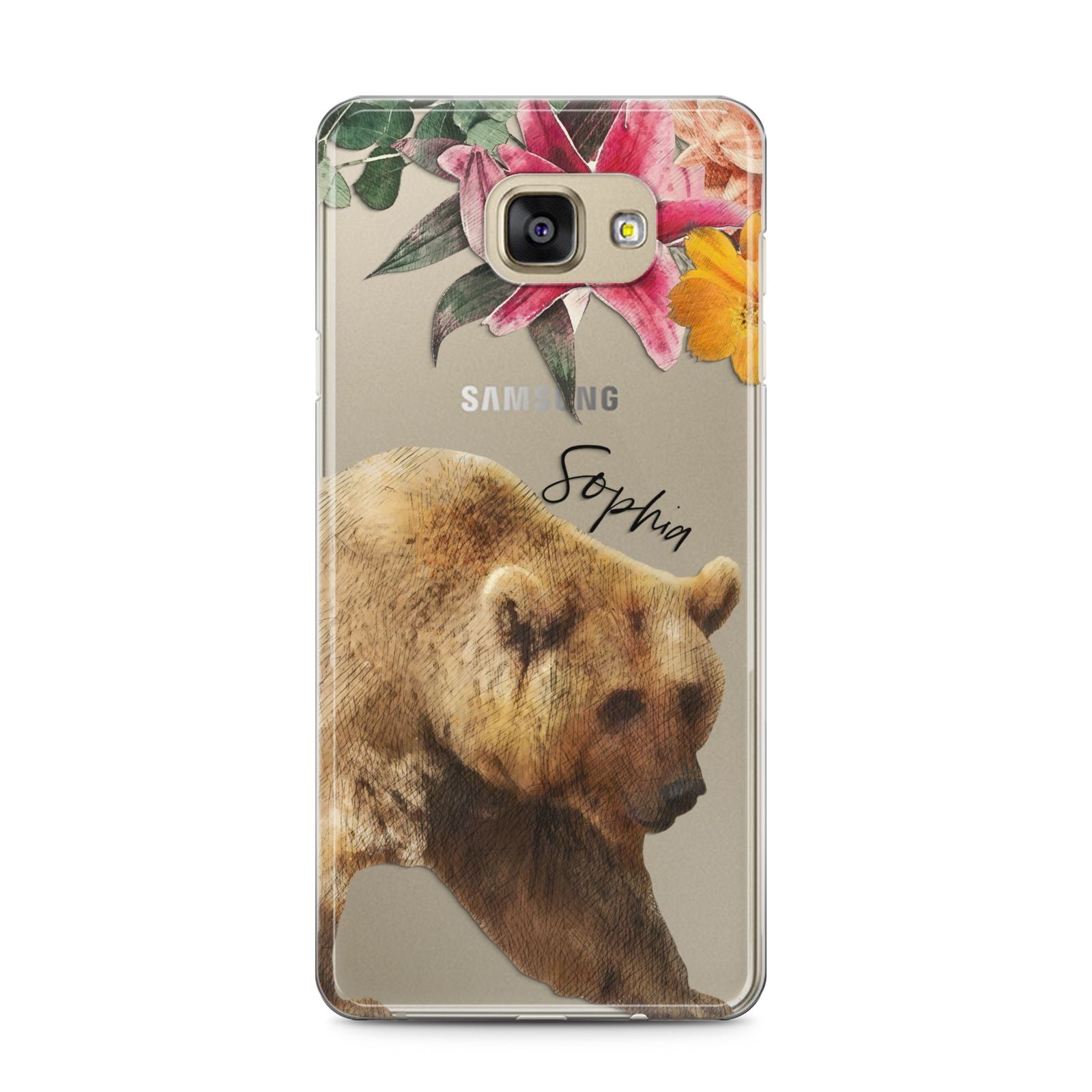 Personalised Bear Samsung Galaxy A5 2016 Case on gold phone