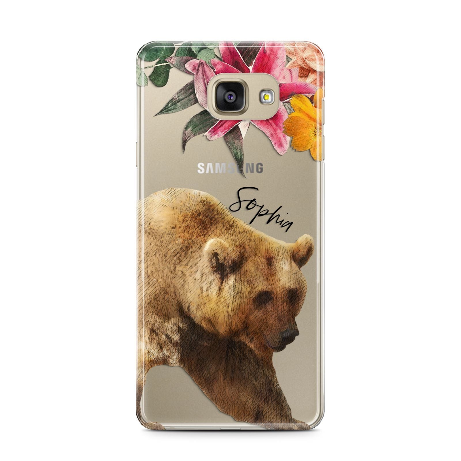 Personalised Bear Samsung Galaxy A7 2016 Case on gold phone