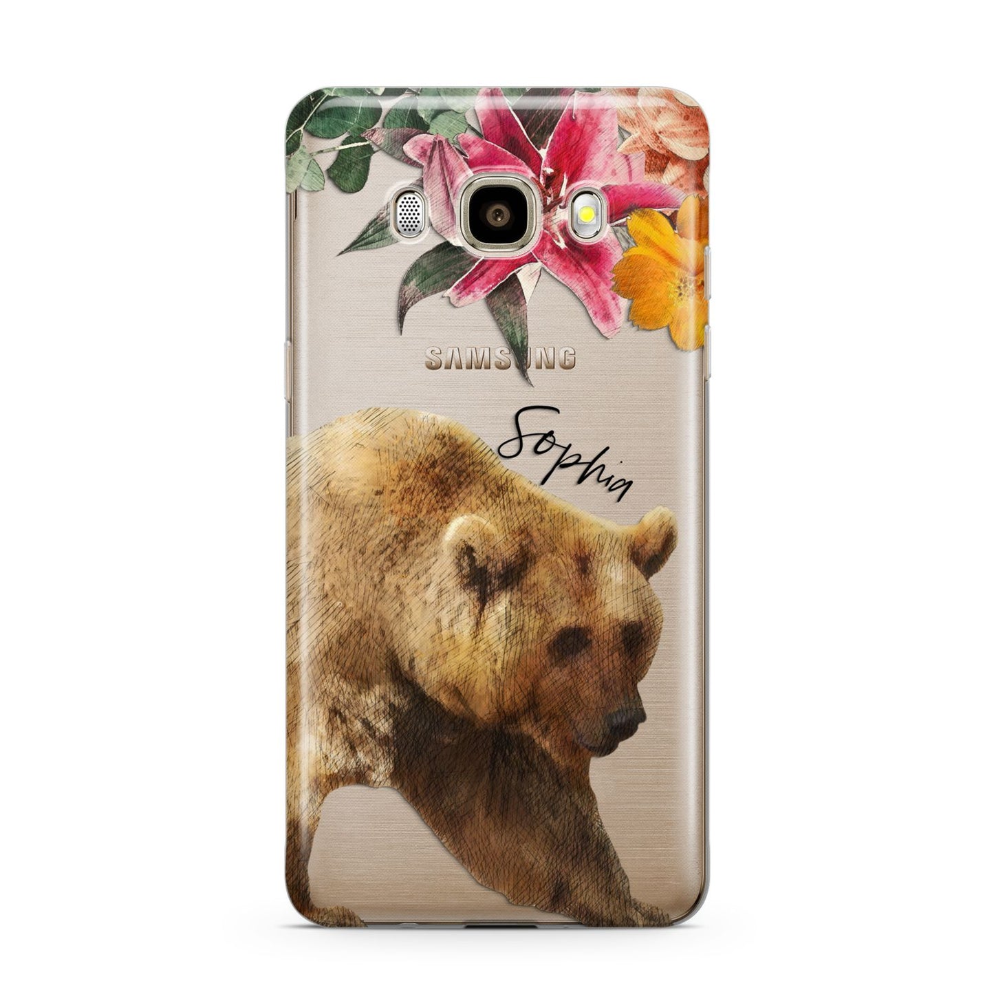 Personalised Bear Samsung Galaxy J7 2016 Case on gold phone