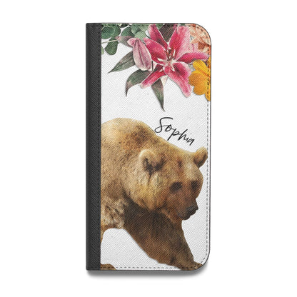 Personalised Bear Vegan Leather Flip iPhone Case