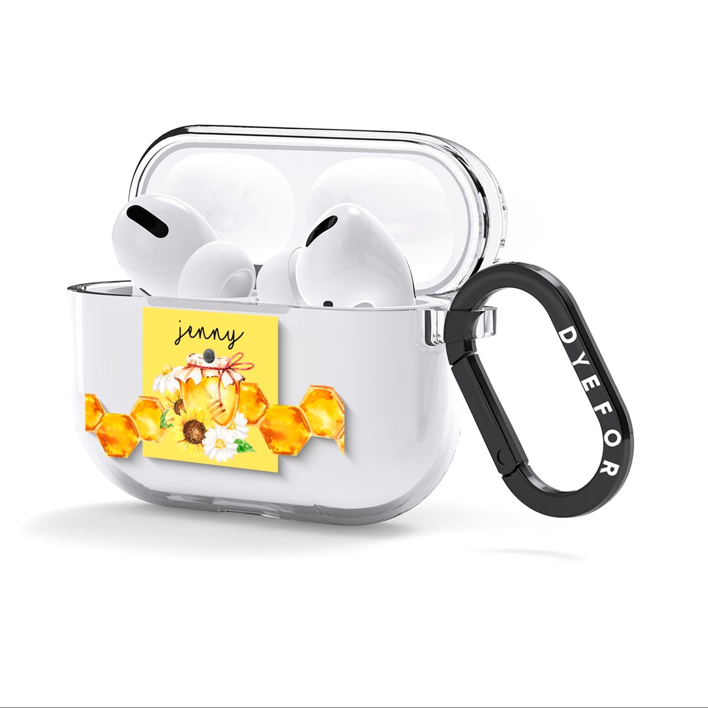 Personalised Bees Honeycomb AirPods Clear Case 3rd Gen Side Image