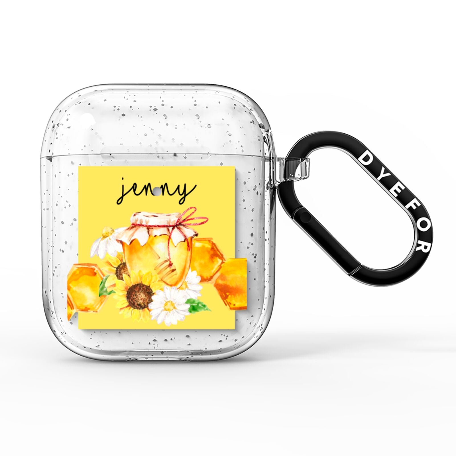 Personalised Bees Honeycomb AirPods Glitter Case