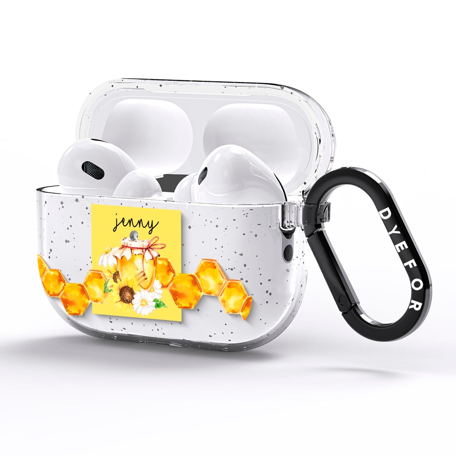 Personalised Bees Honeycomb AirPods Pro Glitter Case Side Image