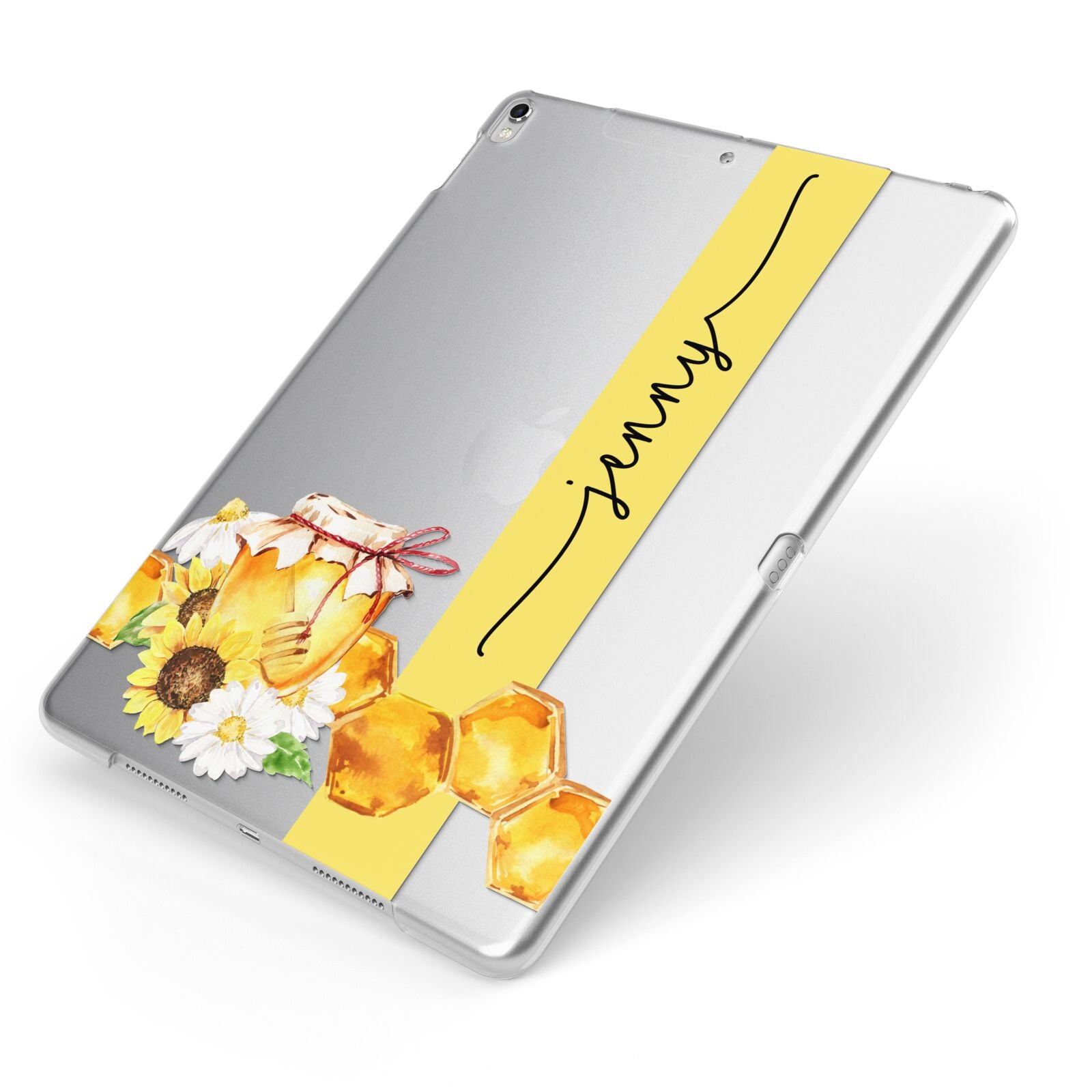 Personalised Bees Honeycomb Apple iPad Case on Silver iPad Side View