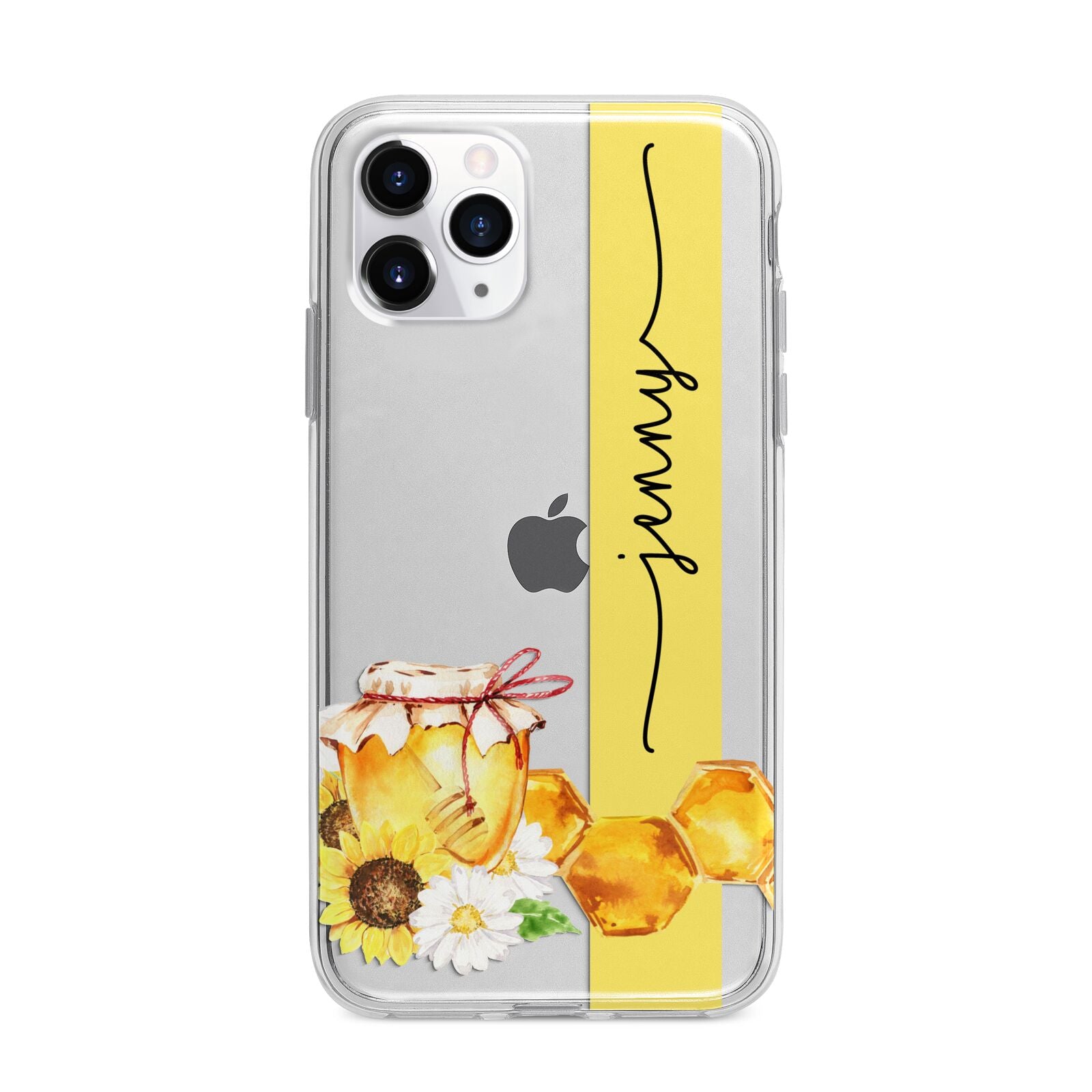 Personalised Bees Honeycomb Apple iPhone 11 Pro Max in Silver with Bumper Case