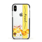 Personalised Bees Honeycomb Apple iPhone Xs Impact Case Black Edge on Silver Phone