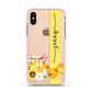 Personalised Bees Honeycomb Apple iPhone Xs Impact Case Pink Edge on Gold Phone