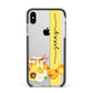 Personalised Bees Honeycomb Apple iPhone Xs Max Impact Case Black Edge on Silver Phone