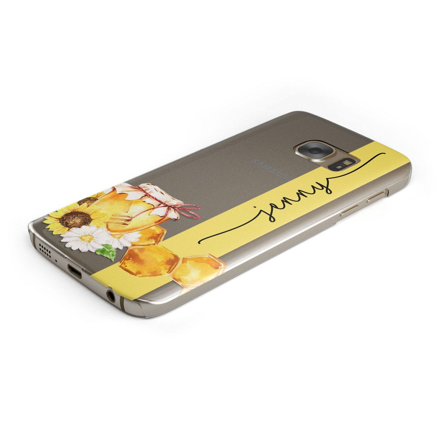 Personalised Bees Honeycomb Protective Samsung Galaxy Case Angled Image