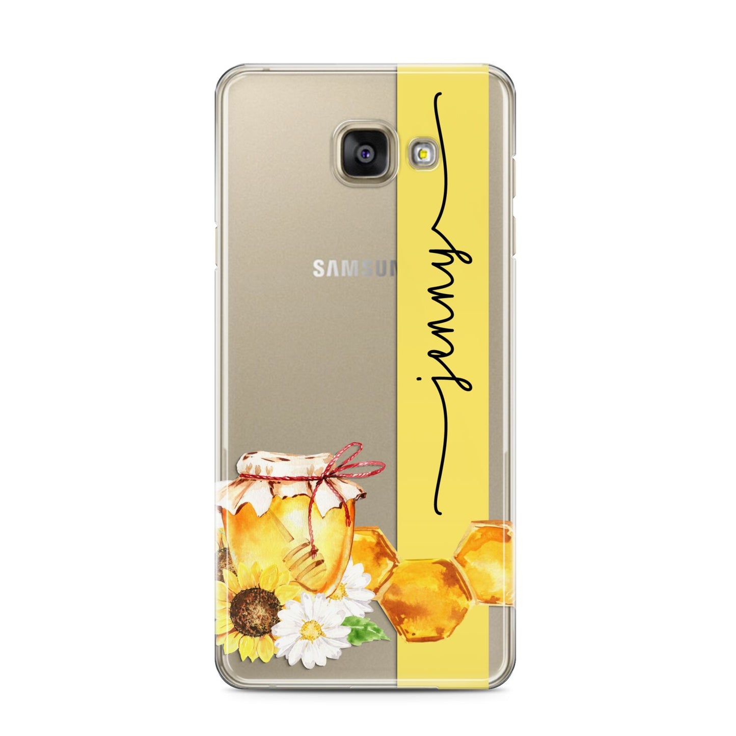 Personalised Bees Honeycomb Samsung Galaxy A3 2016 Case on gold phone